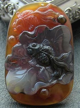 百年好合天然巴西红玛瑙俏色吊坠