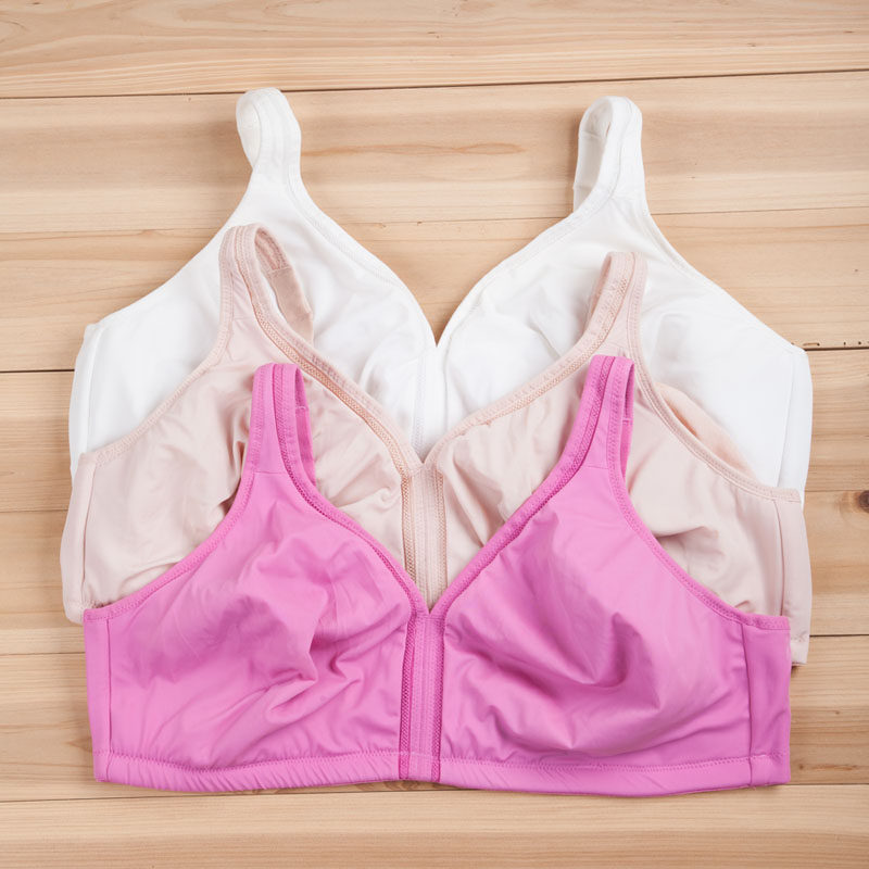 n450舒适无钢圈特大码文胸v字缩胸简约纯色光面外贸内衣105c-125g