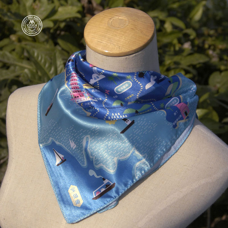 VIESCA涤丝小方巾台湾自由行环岛地图小丝巾 送老师朋友同学礼物