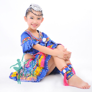 六一儿童苗族演出服瑶族哈尼族舞蹈服彝族黎族云南少数民族女童裙