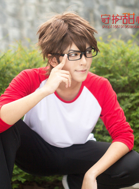 {甜心家}包邮钻石王牌 御幸 一也 捕手混棕色反翘款式cosplay假发