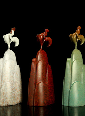 宇达青铜创意艺术礼品《雄冠天下》鸡十二生肖家居办公室摆件28cm