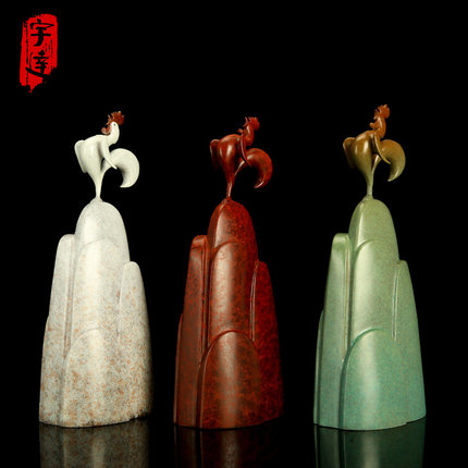 宇达青铜创意艺术礼品《雄冠天下》鸡十二生肖家居办公室摆件28cm