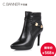 C.BANNER/for thousands of new 2015 winter leather strap buckle pointy stiletto boots with A5500960