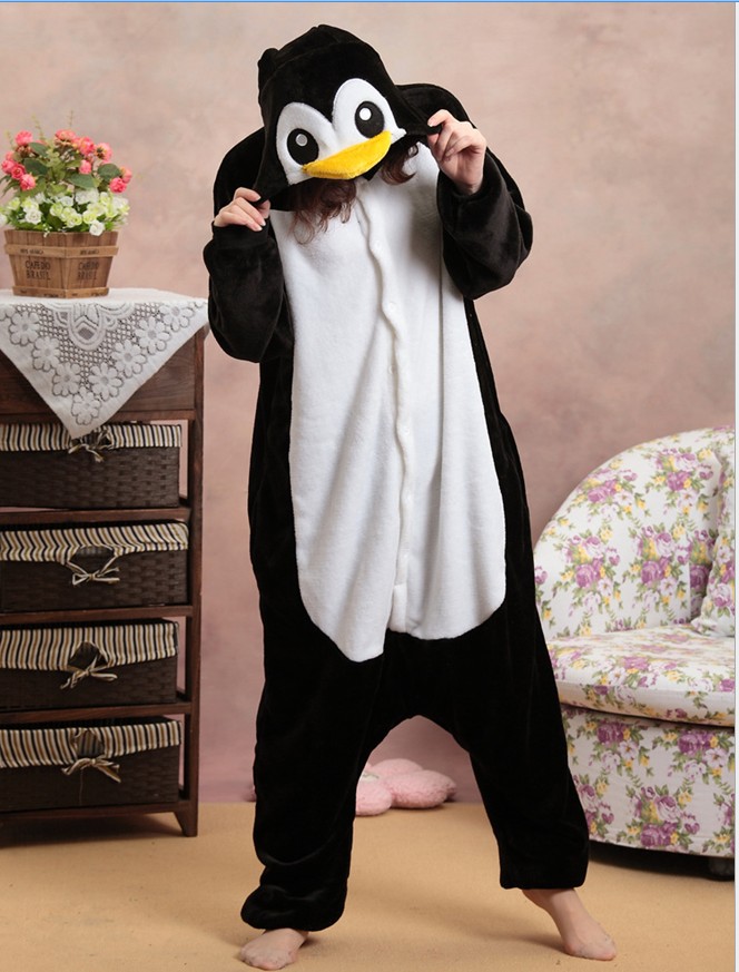 卡通动物企鹅角色扮演连体睡衣