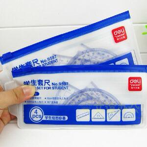 得力9597学生套尺 直尺+三角尺+量角器  学生考试 三角板