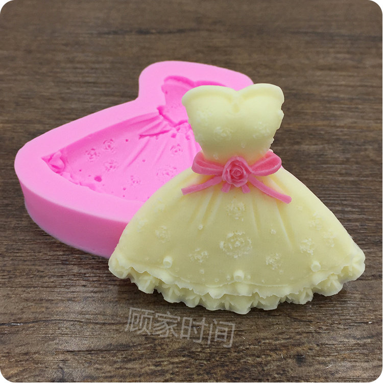 公主裙子女士抹胸晚礼服模具 翻糖蛋糕手工巧克力 食品级液体硅胶