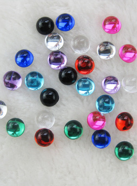 DIY饰品配件 8mm亚克力钻光面半圆平底钻 宝石贴片 1元20颗