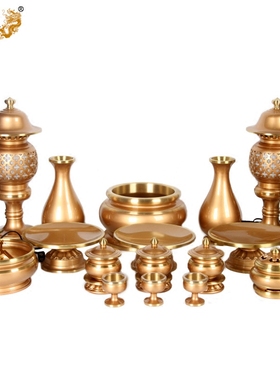 纯铜摆件香炉供灯花瓶佛堂圣水杯