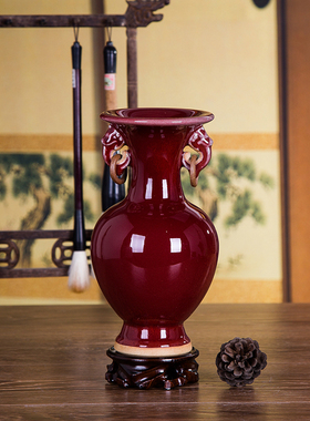 景德镇陶瓷器仿古钧瓷双耳摆设