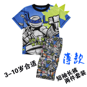 清仓儿童纯棉夏款家居服 忍者神龟男孩童卡通短袖T恤长裤睡衣套装