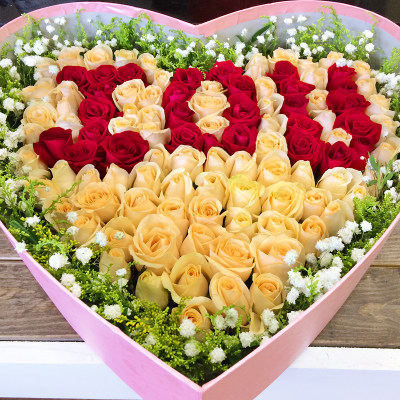 99朵精美高档礼盒装红玫瑰 白玫瑰 香槟特价鲜花温州鹿城同城配送