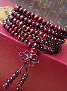 s394泰国檀木佛珠手链紫檀多层