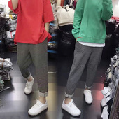 子 休闲裤 韩版 春装 运动裤 条纹裤 大码 显瘦垮裤 宽松女小脚哈伦裤 长裤