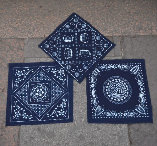 乌镇特色手工印染手帕蓝印花布