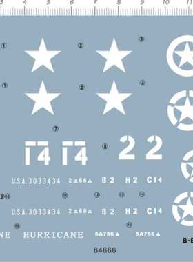 1/35 B-B U S M4 SHERMAN 美军谢尔曼坦克水贴纸 64666A 10*14