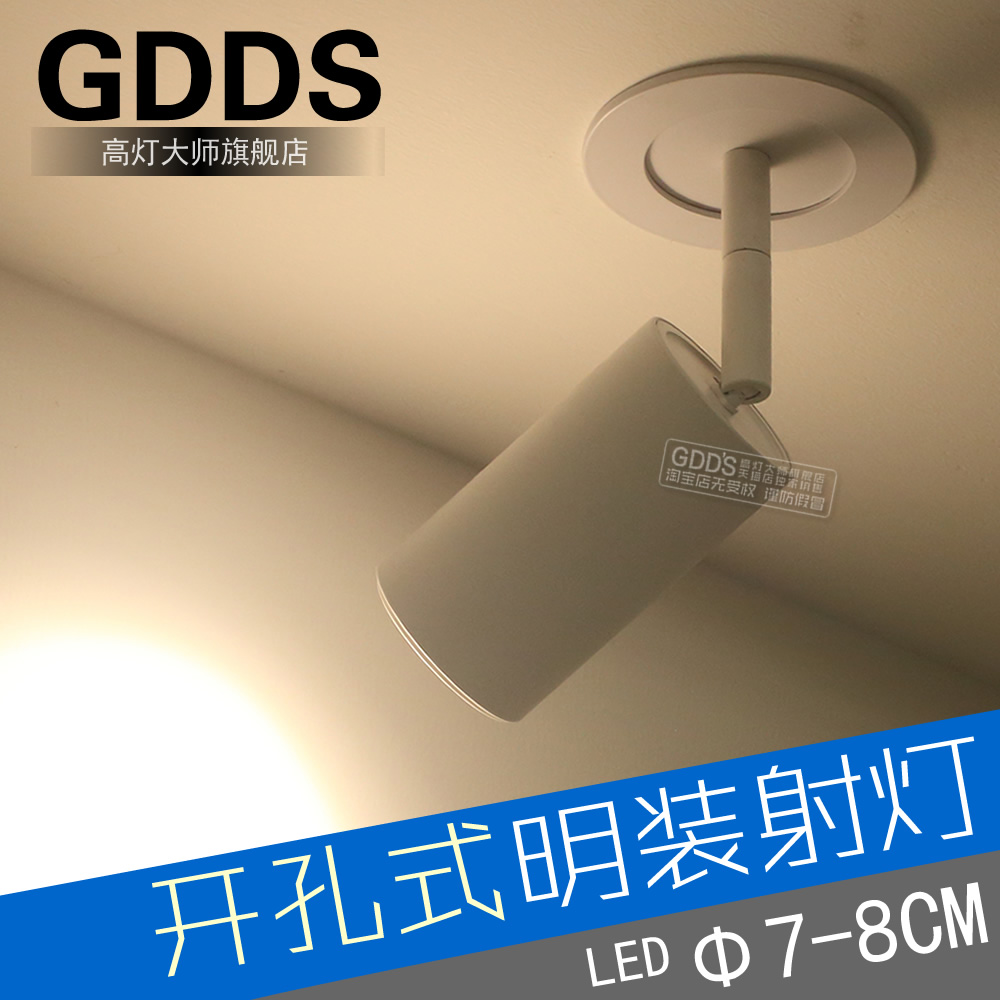 GDDS 開孔式明裝射燈led圓洞天花燈cob軌道燈可調角度外露象鼻燈