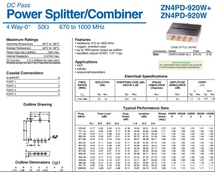 代替 射频一分四功分器 ZN4PD 920W Circuits 670 Mini 1000MHz
