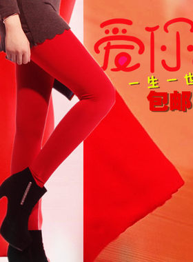 喜庆风结婚天鹅绒红色连裤袜子