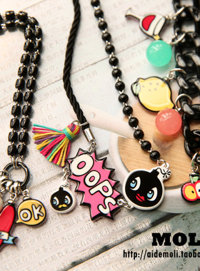 韩国进口饰品涂鸦项链