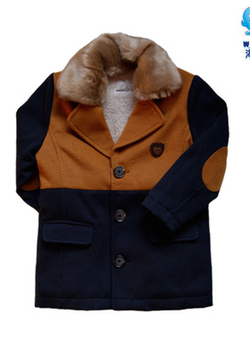 海威迩童装秋冬男童清仓中大童呢子夹绒里厚外套156693有170
