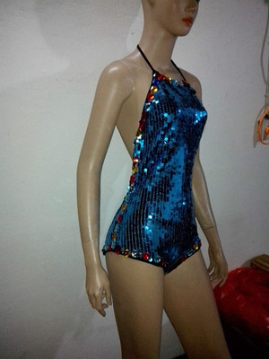 新款酒吧女歌手露背连体装DJ夜店女装ds演出服装大气彩钻舞台装