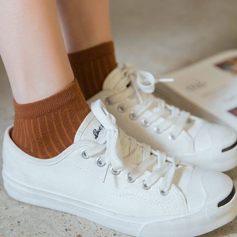 袜子女短袜浅口韩国纯色小白鞋袜船袜纯棉女士袜子白色女低帮日系