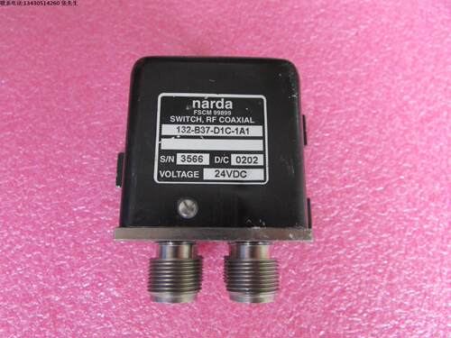 NARDA公司 132-B37-D1C-1A1 DPDT DC-12.4GHz 1200W  24V 射频微波双刀双掷同轴开关   质量包好，包能用  可提供详细测试图 请放心购买 频率范围：DC-12.4GHz   插损：0.4dB 隔离度：80dB 输入最大功率：1200W 工作电压