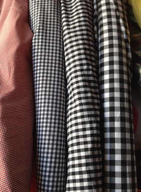 外贸平纹纯棉格子服装红白diy