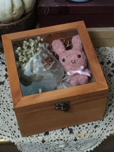 在一起物语情人礼物生日礼物天然干花满天星青苔熊兔子实木礼盒装