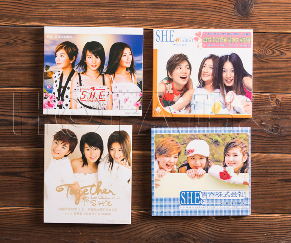S.H.E/SHE4张专辑青春株式会社+美丽新世界+Together+女生宿舍4CD