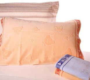 孚日洁玉提缎枕巾PJ-12可爱小熊纯棉一等品 专柜正品