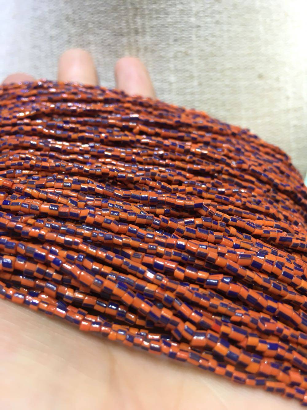 5mm 90年代 蓝色桶珠 老玻璃 纯手工 进口