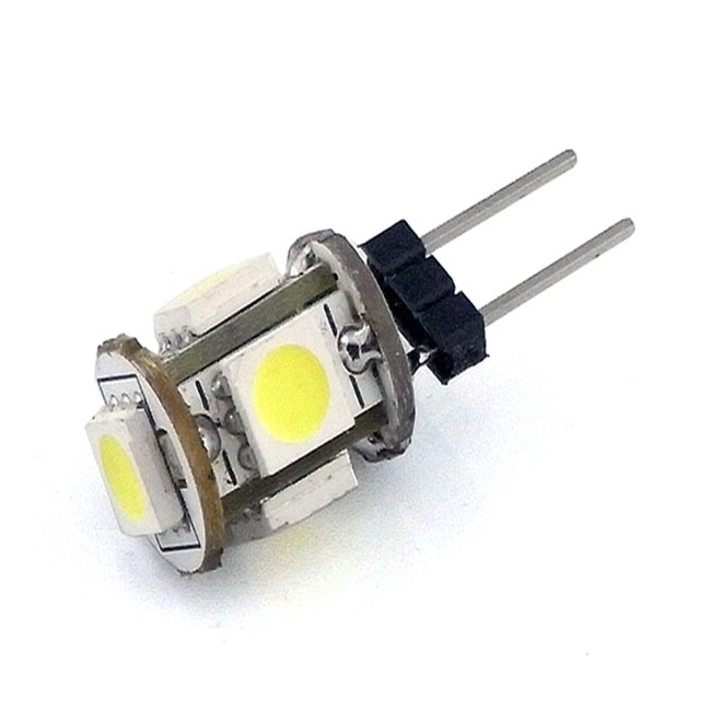 G4双插针Led灯泡5颗5050灯珠DC 12V白色暖白红色粉色绿色蓝色