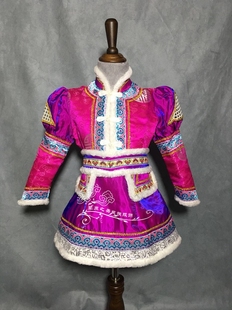 冬季儿童蒙古袍女童加棉蒙古族服装生活装女孩演出服舞蹈服饰热卖