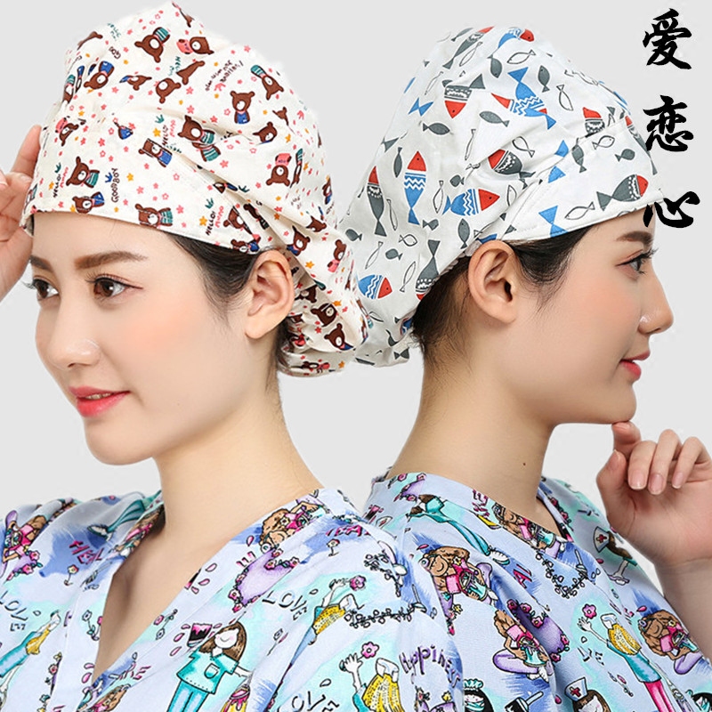 手术室欧美印花长发可调节蓬蓬帽