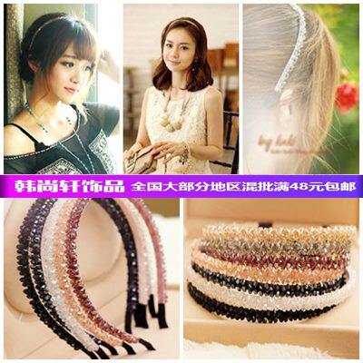 双排水晶细压发条发卡两排串珠头箍发箍头扣10元店韩国发饰品批发