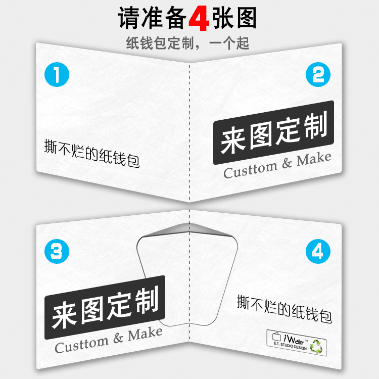 定制 纸钱包 超薄 防水 撕不烂 超轻 撕不烂的iWallet纸钱包