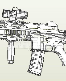 需自己做 70141 白模 HK416F德国黑克勒科赫突击步枪 3D纸模型DIY