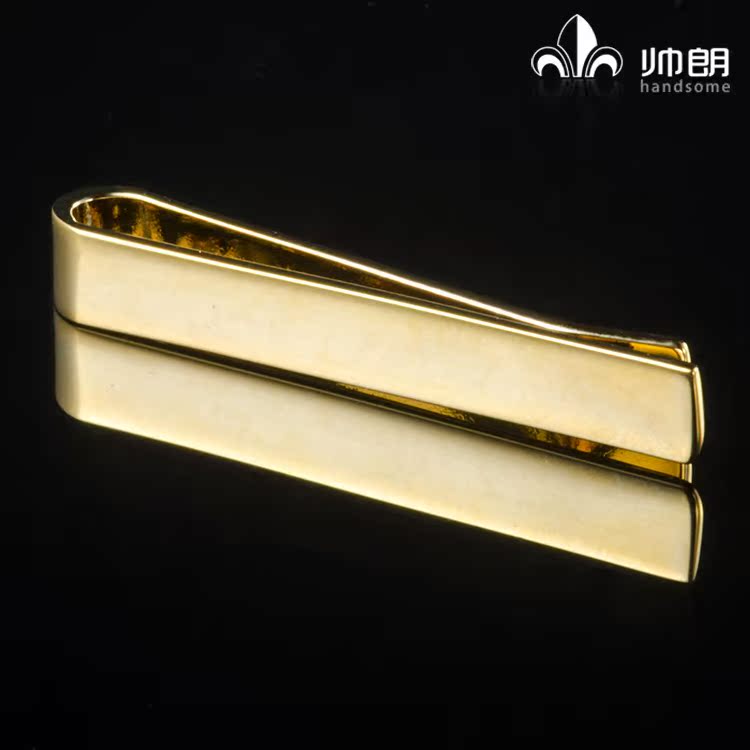 帅朗窄版镀金领带夹银色韩版夹子扣商务正装男士领钛夹 Tie clips
