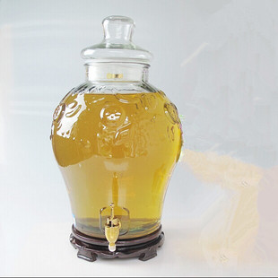 玻璃泡酒瓶 雕花泡酒坛子葫芦酒罐带龙头带底座药酒瓶12斤20斤瓶
