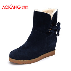 Aokang shoes winter short tube currents increase cross bandage round the sleeve warm winter boots-boots