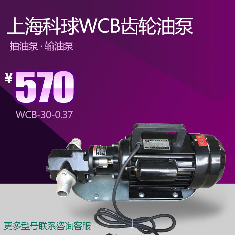 上海科球齿轮油泵WCB自吸式电动油泵高粘度柴油机油食用油抽油泵