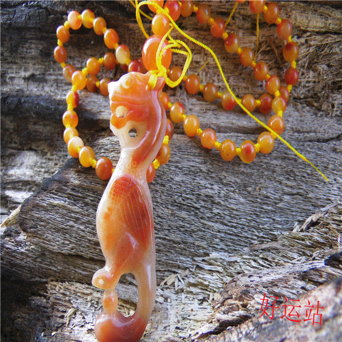 促销黄龙玉飞龙戏珠吊坠男女款圆珠项链 精品玉石挂件手工玉器吉