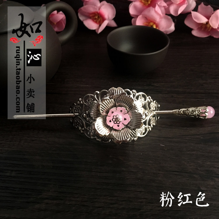 汉代风小姐头饰仿真银色发簪新品