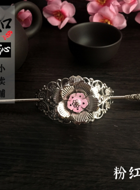 汉代风小姐头饰仿真银色发簪新品