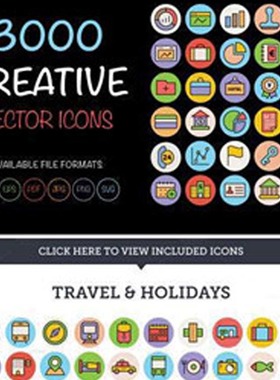 A2923矢量3000个创意扁平化图标ICONS集 AI设计素材