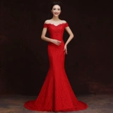 Свадебное платье для невесты, красное вечернее платье, крой «рыбий хвост»