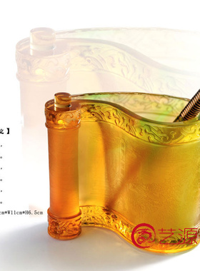 琉璃摆件创意商务生日笔筒工艺品