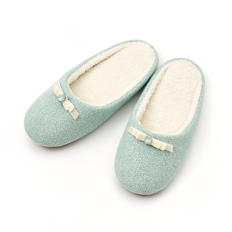 冬款棉拖纯色简约室内毛呢混纺